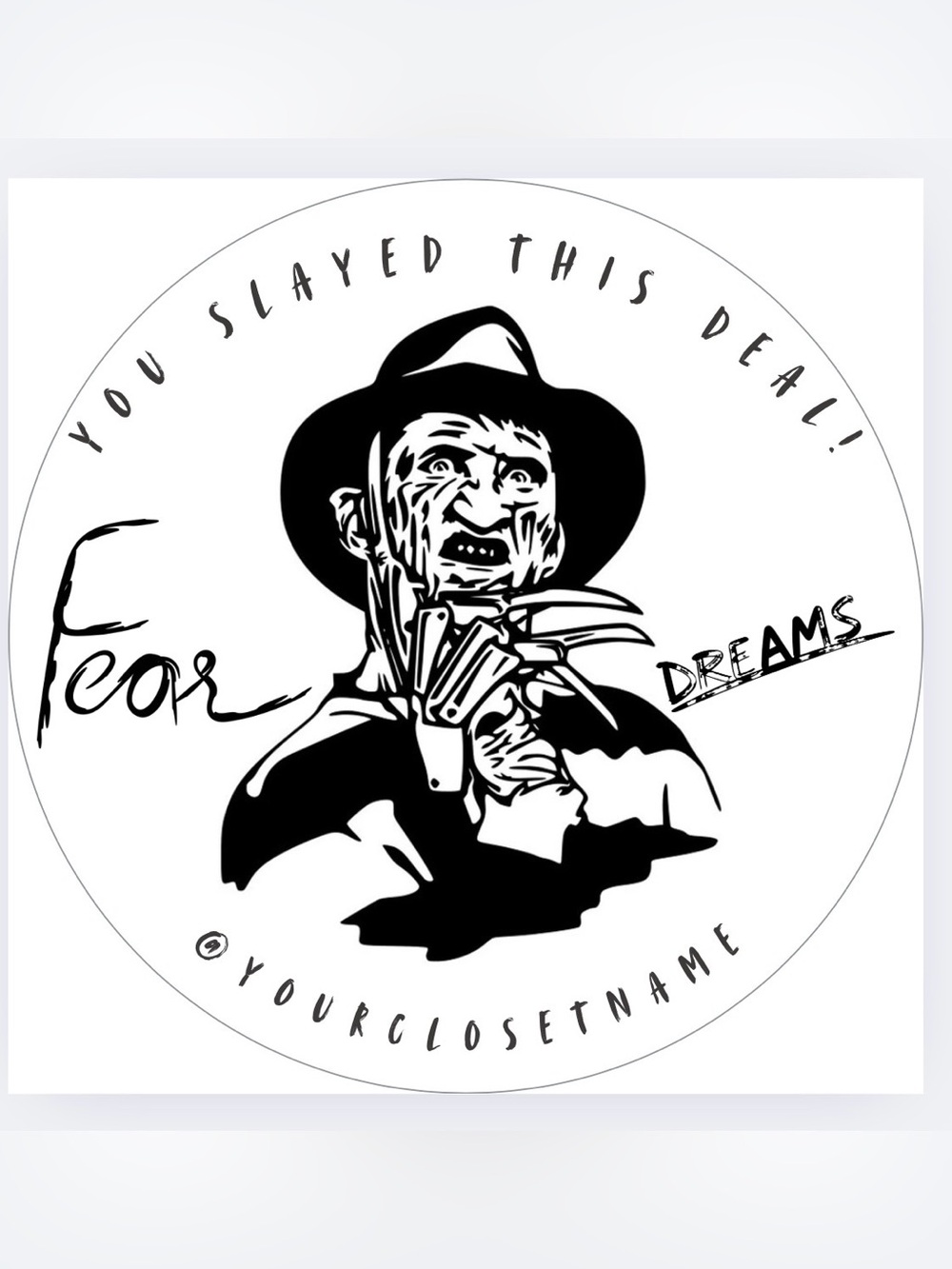 Handmade 50 count Freddy Krueger Stickers